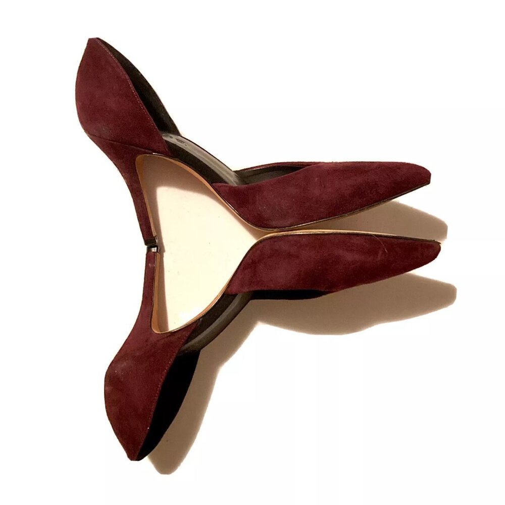 Maroon Suede D'Orsay Celeste Pumps Purple Pointed-Toes Vince